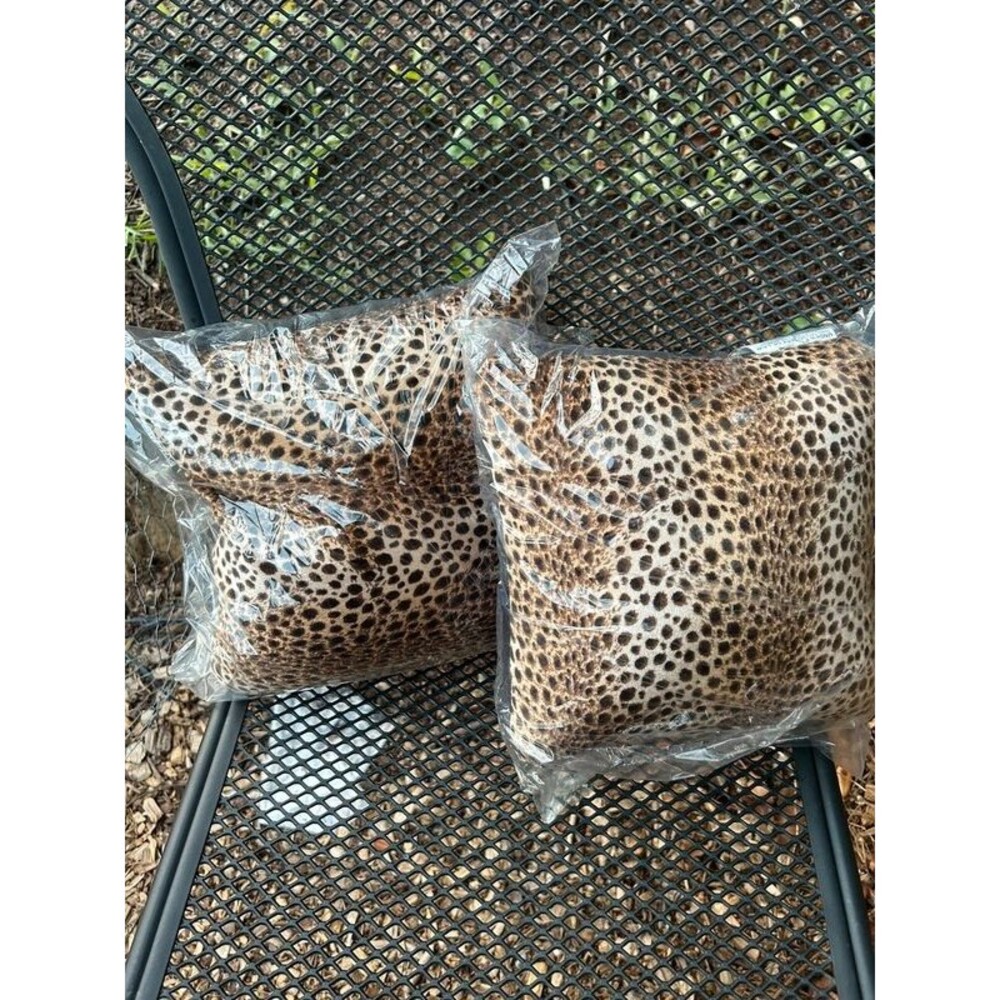 Animal Small Leopard Spots Print Square 2x Decorative Throw Accent Pillow 10x10